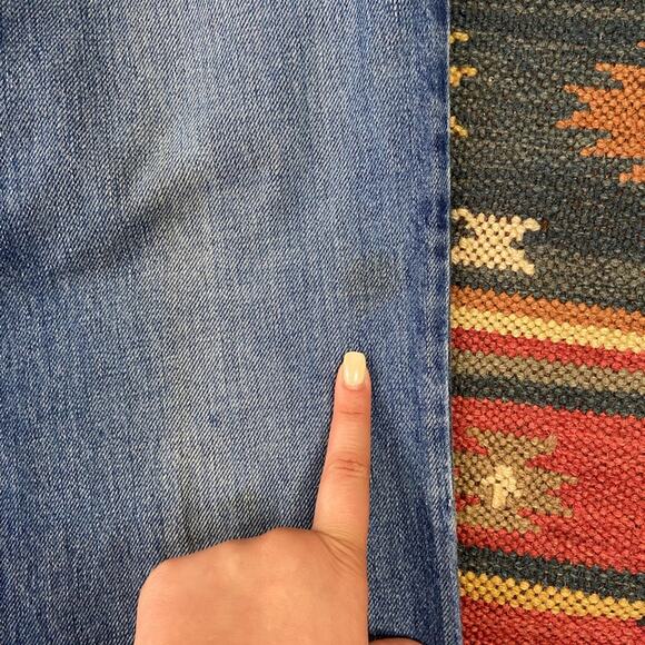 Express Vintage Y2K Blue Flare Wide Leg Jeans with Raw Hem Size 12 - Picture 4 of 5